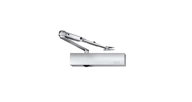 Geze Türschließer TS4000V mit Feststellgestänge und Montageplatte Silber