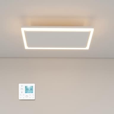 Infrarotheizung Deckenmontage 790 Watt, Infrarot Deckenheizung mit LED Licht Beleuchtung, Deckenheizstrahler mit Thermostat Fernbedienung, Elektroheizung Heizplatte Heizpaneel Heizkörper