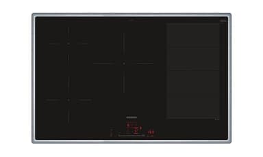 Siemens EX845HVC1E, iQ700 Smartes Induktionskochfeld mit Rahmen, Autark, 80 cm, Bedienung mit touchSlider, Flexible und Intelligente Kochzonen, powerBoost für schnelleres Kochen, fryingSensor, Schwarz
