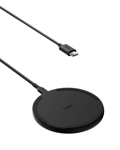Belkin Kabelloses Ladepad (15 W) – Qi Ladegerät, Qi Ladestation für Apple iPhone 16, iPhone 15/14/13-Serie, AirPods, Samsung Galaxy S25, Galaxy S24, Pixel, inkl. 1,5-m-Kabel (kein Netzteil) – Schwarz