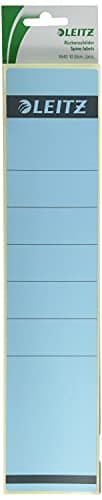 Leitz Rückenschild selbstklebend für Standard- und Hartpappe-Ordner, 10 Stück, 80 mm Rückenbreite, Langes und breites Format, 62 x 285 mm, Papier, blau, 16400035