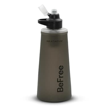 Outdoor Wasserfilter für Survival & Backpacking, mit Aktivkohlefilter & EZ-Clean Membrane™ – Ultraleicht, Stabil und Sicheres Trinkwasser für Abenteuer in der Wildnis - Katadyn BeFree AC 1,0L Schwarz