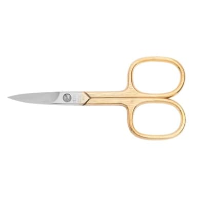 nippes Solingen Nagelschere aus gehärtetem, vernickeltem Stahl | 18 Karat Teilvergoldet | 9 cm | Mit Schließhalm und gebogener Spitze | Für Pediküre und Maniküre | Qualität aus Solingen