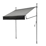 BellMax Klemmmarkise Markise Balkon ohne Bohren, 300 x (125 + 25 cm) Anthrazit, Balkonmarkise mit Handkurbel, faltbarem Seitenarm, UV-Schutz, Wasserdicht und Höhenverstellbar