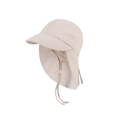 Petinard Label Musselin Schirmütze Sonnenhut mit Nacken- und Ohrenschutz UV-Schutz (UPF 50+) für Babys und Kinder - Unisex (DE/NL/SE/PL, Numerisch, 48, Beige)