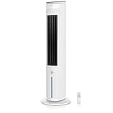 Brandson - Turmventilator mit Wasserkühlung - Preisträger 2025 - Verdunstungskühler - Luftkühler - Ventilator - mobile Klimaanlage ohne Abluftschlauch - 5 in 1 - leise - 4,6 L Wassertank - weiß
