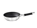 RÖSLE SILENCE PRO Bratpfanne, Pfanne mit kratzfester Premium-Antihaftversiegelung ProResist, Silikongriff, 20 cm, Edelstahl 18/10, induktionsgeeignet, spülmaschinengeeignet, Silberfarben/Schwarz