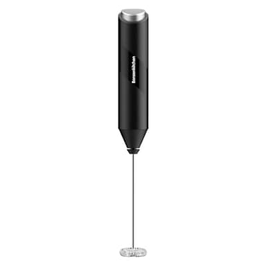 Bonsenkitchen Elektrische Milchaufschäumer, Handheld Milchschäumer Stab für Kaffee, Geschenkschaumbereiter für Kaffeeliebhaber, Latte Macchiato, Cappuccino, batteriebetrieben, Kaffeemixstab-Schwarz