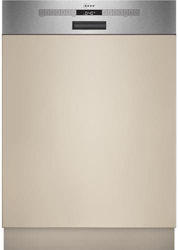 NEFF S145HTS04E, N 50, Smarter Geschirrspüler, Teilintegriert 60 cm, Spülmaschine mit Besteckkorb, sehr leise, starke Reinigung mit Chef 70°C, Favoriten Taste, Gebürsteter Stahl, Aqua Stop