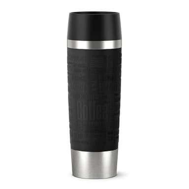 Emsa Travel Mug Classic Grande Thermobecher, 500 ml, Isolierbecher hält 6h heiß, 12h kalt, auslaufsicher, Quick-Press-Verschluss, 360 Grad-Trinköffnung, Kaffeebecher to go, Schwarz, 515615