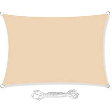 HEYOMART Sonnensegel Sonnenschutz inkl Befestigungsseile PES Polyester Wasserdicht 4 x 6m Rechteck Sonnensegel mit 98% UV Schutz für Draußen, Patio, Garten Terrasse Camping, Hellgelb