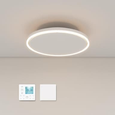 Infrarotheizung Deckenmontage 790 Watt, Infrarot Deckenheizung mit LED Beleuchtung Licht, Heizstrahler Decke mit Thermostat Fernbedienung, Elektroheizung Heizplatte Heizpaneel Heizkörper