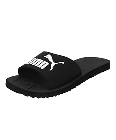 PUMA Purecat Unisex Slide Sandal , Black White, 43 EU