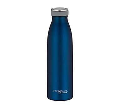THERMOcafé by THERMOS TC BOTTLE saphire blue mat 0,50l, Isolierflasche aus Edelstahl, kohlensäurefest, 12h heiß 24h kalt, Auslaufsicher, für Schule, Unterwegs & Büro