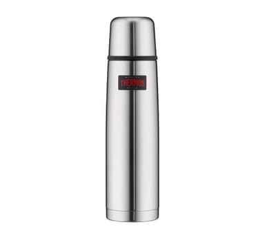 THERMOS LIGHT & COMPACT BEVERAGE BOTTLE 1l, stainless steel mat, Thermosflasche Edelstahl, Isolierflasche rot mit Trinkbecher, 12 h heiß / 24 h kalt, spülmaschinenfest, absolut dicht, BPA-frei