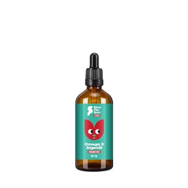 SinoPlaSan natürliches OMEGA-3 ALGENÖL für Kinder mit Erdbeergeschmack für Gehirn, Augen & Immunsystem | mit Vitamin D3 & K2 | Made in Germany | laborgeprüft