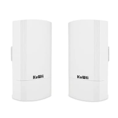 KuWFi WLAN Bridge Outdoor, 900Mbps Indoor/Outdoor Access Point to Point WiFi Bridge, 2 km PtP/PtMP WiFi Repeater mit 24V PoE, Richtfunk WLAN für Starlink Router, Kamera, NVR, Garten, Bauernhof, Garage