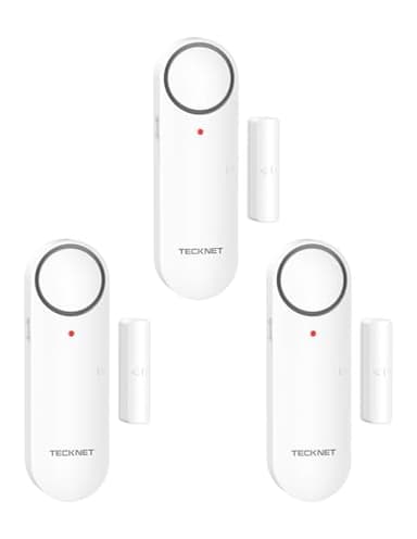 TECKNET Türalarm, Fensteralarm Einbruchschutz, Fenster Alarmanlage mit 3-Stufiger Lautstärke und LED-Alarm, Sirene mit Modusumschaltung, Magnetsensoren für Garage/Büro/Wohnung/Hotel (3er-Pack)