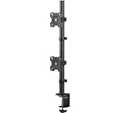 ONKRON Monitorhalterung 2 Monitore 13-34 Zoll bis zu 8 kg (x2), Dual Monitor Halterung 2 Monitore übereinander 75x75 / 100x100 VESA Tischhalterung schwenkbar, neigbar, drehbar Schwarz D208E-B