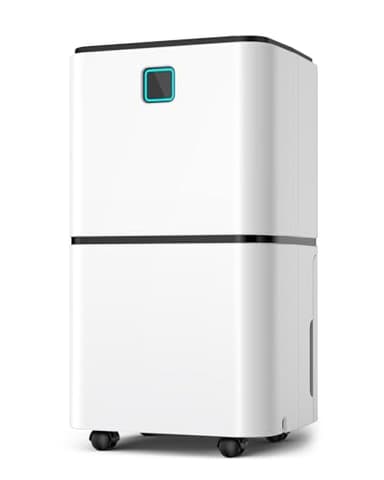 Luftentfeuchter Elektrisch 12L/Tag,Entfeuchter elektrisch Keller,Geeignet für Räume von ca. 120 Kubikmetern (25 Quadratmetern),36dB Luftentfeuchter mit 1M Abflussschlauch, Timer und Filter