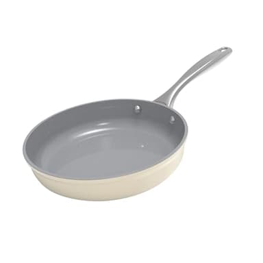Koch Kode 28cm Pfanne, Große Keramikpfanne Mit Edelstahlgriff, Bratpfanne Für Familienmahlzeiten, Spülmaschinengeeignete, Bratpfanne Induktion, Pfanne Für Induktion, Beige