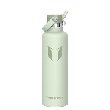 Sparrow Edelstahl Trinkflasche 1L - Thermobecher - FlipFlow Trinkflaschen mit Strohhalm - BPA-Frei Thermoskanne, Thermosflasche für Sport, Travel, Schule, Outdoor