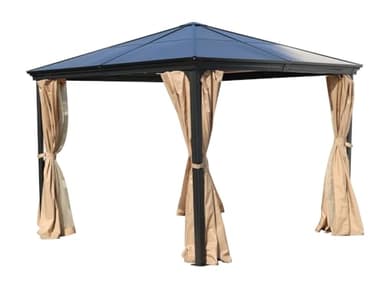 Jet-Line® | Alu Pavillon 3x3 Pergola Aluminium | Suez | Garten Überdachung | Wasserabweisend | Outdoor Hardtop | Gartenpavillon | Stabiles 6 mm Polycarbonat-Dach | Stabil | Winterfest Pergola