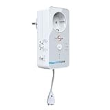 Protector Wassermelder WA-5.1 mit externem Wasserstandsensor für Keller + Pumpenschächte | Wasseralarm mit kabelgebundenem Wassersensor | Wasserstandmelder Netzbetrieb | 2 Meter Kabel | Aquastop