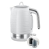 Russell Hobbs Wasserkocher [1,7l, 2400W] Inspire Weiss mit hochwertiger Hochglanz-Struktur (Schnellkochfunktion, herausnehmbarer Kalkfilter, Wasserstandsanzeige, abnehmbarer Deckel) Teekocher 24360-70