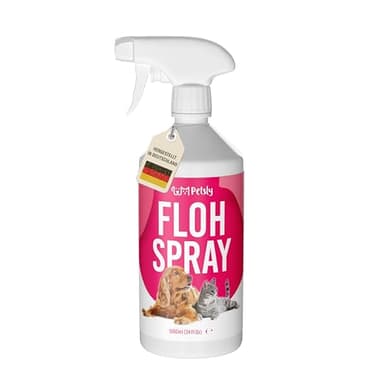 Petsly® Flohmittel Katzen, Hunde & Textilien -1L- Nicht färbend - Flohspray für Wohnung und Möbel - Langzeitschutz - mit natürlichen ätherischen Ölen wie Citronella- & Geraniol-Öl