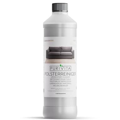 PURIVITA® Polsterreiniger Konzentrat 1:30 [750ML] Konzentrat für Sofa, Matratzen, Kissen, Teppiche, Fußmatten & Autositze - Polsterreinigungsmittel - Tiefenreinigung - Faserschonend - Made in Germany