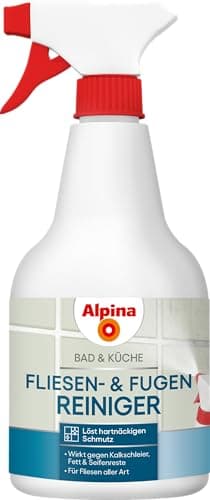 Alpina Bad & Küche Fliesen- & Fugenreiniger – kraftvoller Reiniger gegen Kalk, Fett und Schmutz im Badezimmer und in der Küche, ideal für feuchtigkeitsbelastete Oberflächen 0,5L