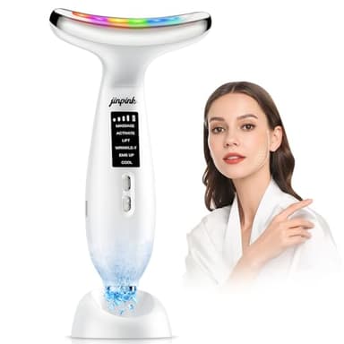 Gesichtsmassagegerät Gegen Falten Face Massager: EMS Gerät Gesicht mit 5℃ Kälte und 45℃ Wärme – Gua Sha Elektrisch mit 6 Modi 7 Farben LED – Neck Beauty Device zur Lifting & Straffung für Damen Herren