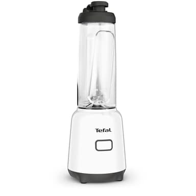 Tefal Mix & Move Mini-Standmixer, inkl. To-Go-Flasche aus Premium Tritan, 300 Watt, platzsparendes Design, abnehmbare Klingen, einfache, ergonomische Einknopfbedienung, Weiß/Schwarz, BL1501