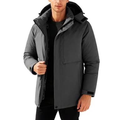 Generisch Winterjacke herren Lange mit abnehmbarer Futterung Fleece Einfarbig Herbst und Winter Steppjacke Herren mit Kapuze Warm übergangsjacke Herrens