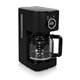 Edle Edelstahl Kaffeemaschine in Schwarz mit WiFi-Konnektivität & Timer - geeignet für 10 bis 15 Tassen