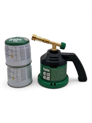 Lötbrenner mit 2 x 190g Stechgaskartusche Bunsenbrenner Gasbrenner Lötlampe Camping Set, Outdoor, Bunsenbrenner Set, NOLA