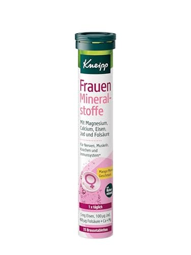 Kneipp Brausetabletten Frauen Mineralstoffe - Nahrungsergänzungsmittel mit Calcium, Magnesium, Vitamin C, Zink, Eisen, Jod, Vitamin D3 und Folsäure - 15 Brausetabletten