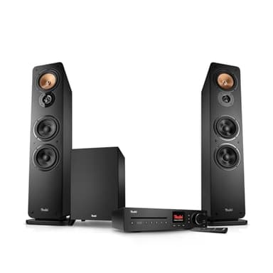 Teufel Ultima 40 Kombo 3 Power Edition - HiFi 2.1 Stereo System mit Mächtiger Subwoofer und CD Receiver, WLAN, LAN, DAB+-FM Radio, USB-C, HDMI ARC CEC, Umfangreiche Anschlussmöglichkeiten (Schwarz)