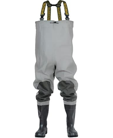 PROS Wathose mit verstärkten Knien wasserdichte Anglerhose Fischerhose Helles Oliv 47 EU