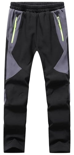 Asfixiado Kinder Softshellhose Skihose Schneehose Gefüttert Thermohose Wasserdicht Winter Jungen Mädchen Wanderhose Outdoorhose Matschhose(16012 Black L)