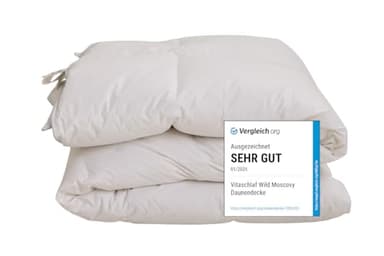 Vitaschlaf® TESTSIEGER Moscovy® W6 EXTRA WARM Premium Daunendecke Daunenbett Made in Germany Since 1947 Made in Germany Since 1947 (155 x 220 cm)
