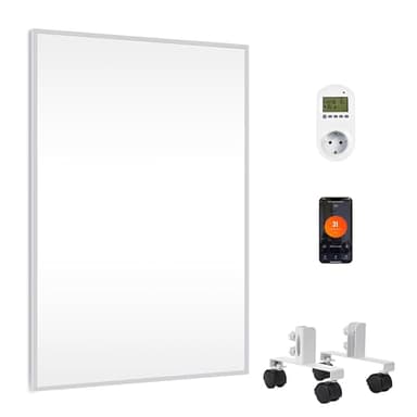 FrauSonne Infrarotheizung Standgerät 600W mit Smart Thermostat, Geräuschlose Infrarot Wandheizung– Mobile Energiesparende Elektroheizung mit Überhitzungsschutz – für Outdoor und Büro – TÜV