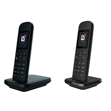 Deutsche Telekom Sinus 12 schwarz & Deutsche Festnetztelefon Speedphone 12 in Schwarz schnurlos | Zur Nutzung an aktuellen Routern mit DECT-CAT-iq Schnittstelle, 5 cm Farbdisplay, 40844150