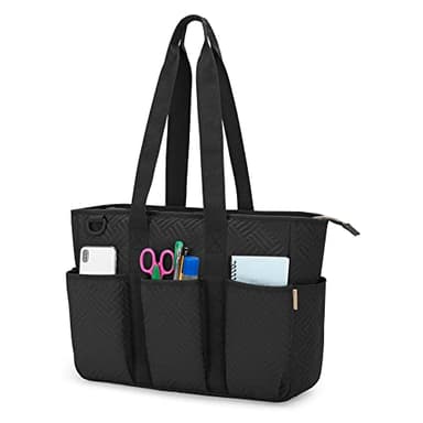 Fasrom Lehrertasche Damen Herren, Große Lehrertasche für Lehrerbedarf mit Laptopfach für Lehrer, Schwarz