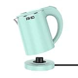 Reisewasserkocher 500ML Wasserkocher Klein, Edelstahl-Teekanne, Sockel mit Aufbewahrungsfunktion für das Netzkabel, Mini Camping Wasserkocher mit 600W für Reisen Camping Wohnwagen oder Unterwegs(Grün)