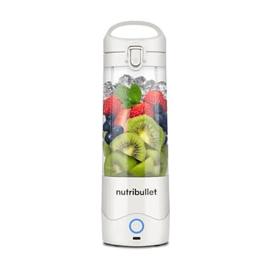 nutribullet Portable, Smoothie Maker to go, 475 ml BPA-freier Becher, kabellos, wiederaufladbar für 15+ Mixvorgänge, tragbarer mini Mixer für mix & go, zerkleinert Eis & Obst, Weiß, NBP003W