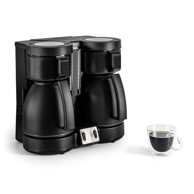 KRUPS Duothek Thermo Filterkaffeemaschine, zwei separate Isolierkannen und Brühvorgänge, sehr gute Isolierleistung, Ein-und-Aus-Schalter mit Kontrolleuchten, 2 x 8 Tassen, Schwarz, KT8501
