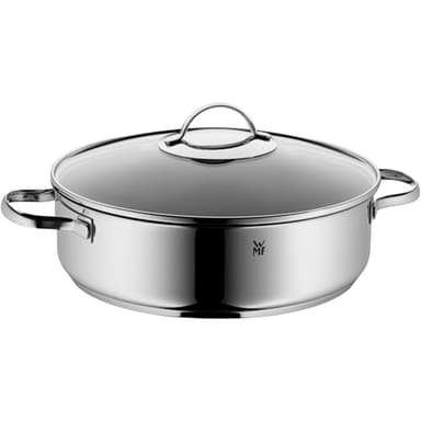 WMF Schmorpfanne 28cm Induktion, Schmortopf mit Deckel 5l, Cromargan Edelstahl beschichtet, backofenfest, hoher Rand