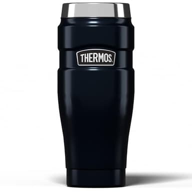 THERMOS STAINLESS KING Thermobecher aus Edelstahl blau 0,47l - Coffee to Go Becher, absolut dicht, spülmaschinenfest, 7h heiß & 18h kalt, mit Haken für Teebeutel, BPA-frei